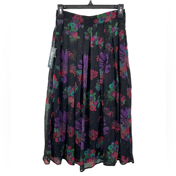 NWT ModCloth Meow Bouquet Pleated Swing Skirt Size 6 - Picture 5 of 13